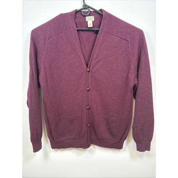 L L Bean Lambswool Cardigan XL Burgundy Heritage Grandpa Academia Pockets - Picture 1 of 14